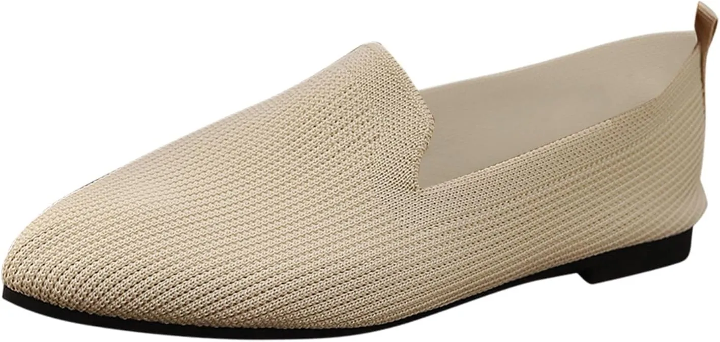 Women's Summer Flat Shoes Mesh Pointed Toe Solid Color Casual Shoes Lightweight Breathable Dressy Casual Shoes for Ladies