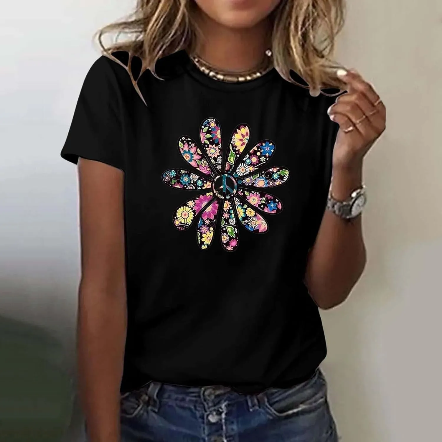 Womens Summer Short Sleeve T Shirt Soft Plus Size Cotton Graphic Crewneck Tees Casual Summer Basic Tunic Top Trendy 2025
