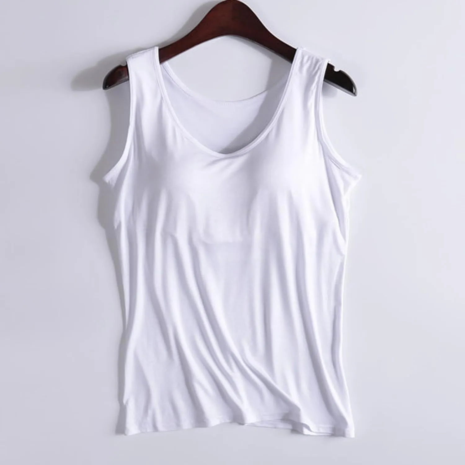 Womens Tank Top Built in Padded Bra Workout Yoga Top Athletic Crew Neck Tanks Sleeveless Fitted Basic Camisole Shirts