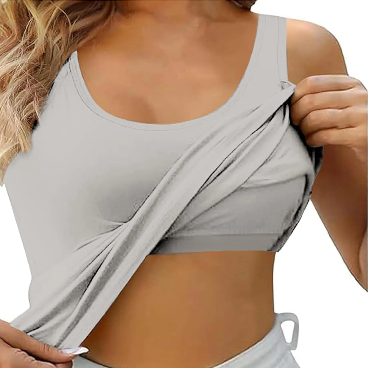 Womens Tank Tops with Built in Bra with Padding Camisole Tops for Women Built in Bra Casual Sleeveless Undershirt Top