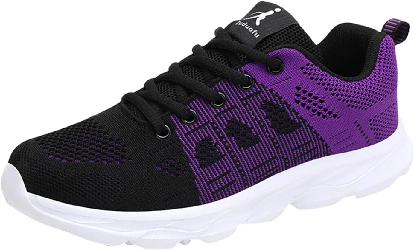 Womens Walking Running Shoes Lightweight Non Slip Tennis Fashion Sneakers Colorblock Platform Lace-Up Breathable Casual Shoes