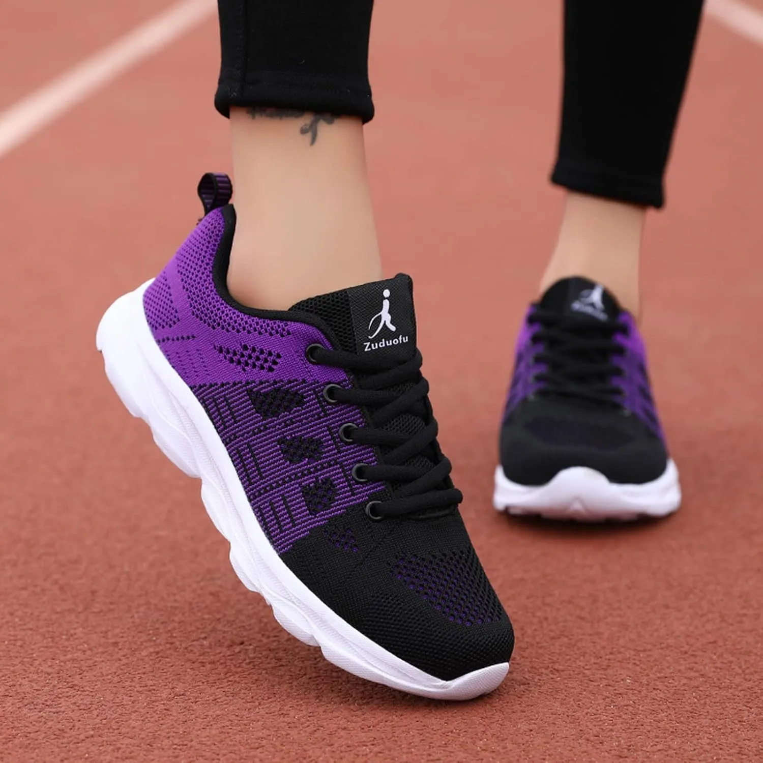 Womens Walking Running Shoes Lightweight Non Slip Tennis Fashion Sneakers Colorblock Platform Lace-Up Breathable Casual Shoes