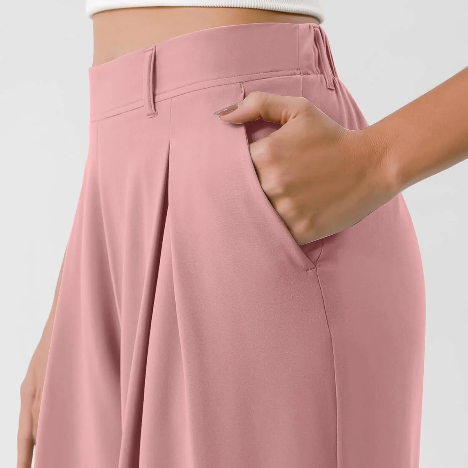 Womens Work Dress Pants 2025 Business Casual Outfits Office Flowy High Waisted Wide Leg Trousers with Pockets