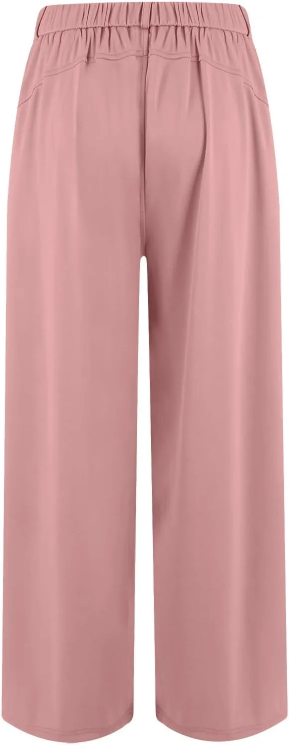 Womens Work Dress Pants 2025 Business Casual Outfits Office Flowy High Waisted Wide Leg Trousers with Pockets