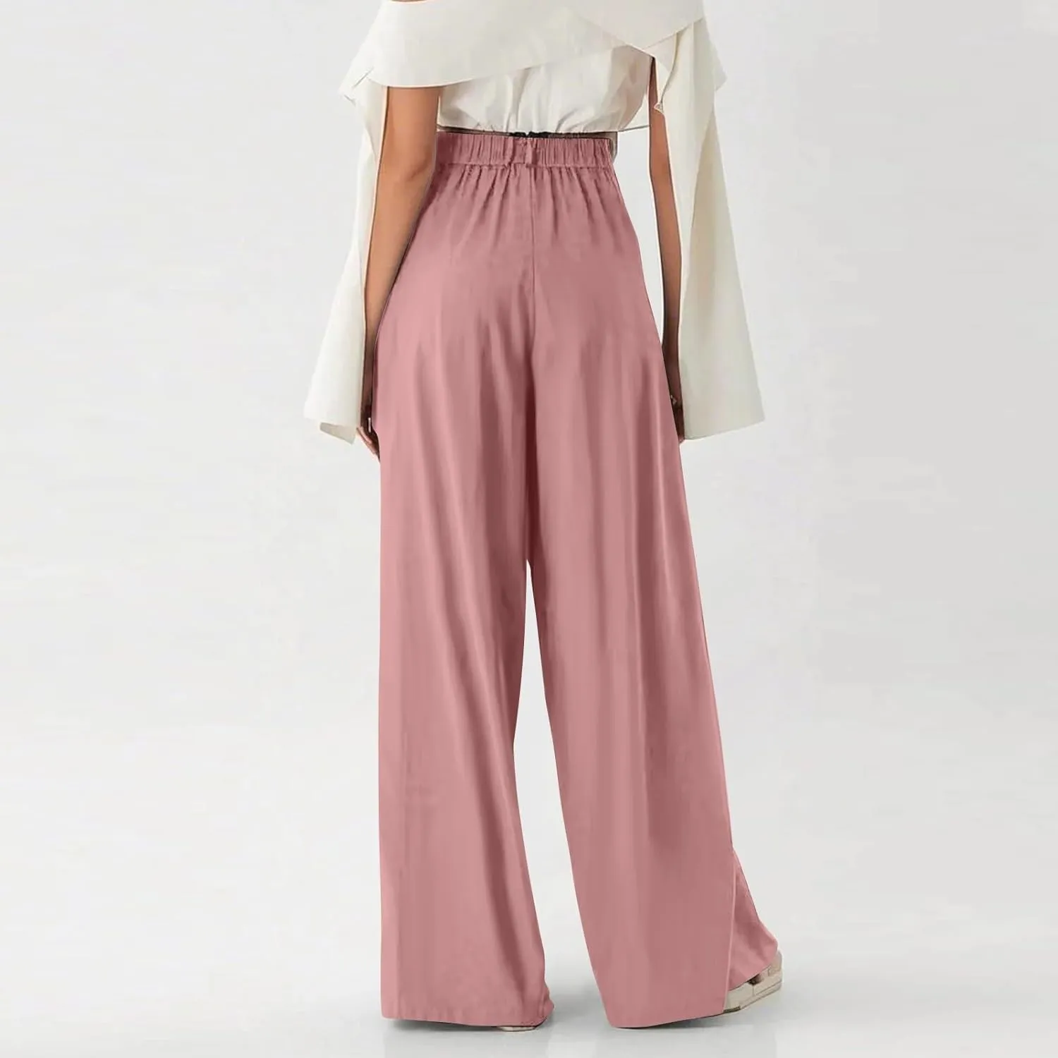 Womens Work Dress Pants 2025 Business Casual Outfits Office Flowy High Waisted Wide Leg Trousers with Pockets