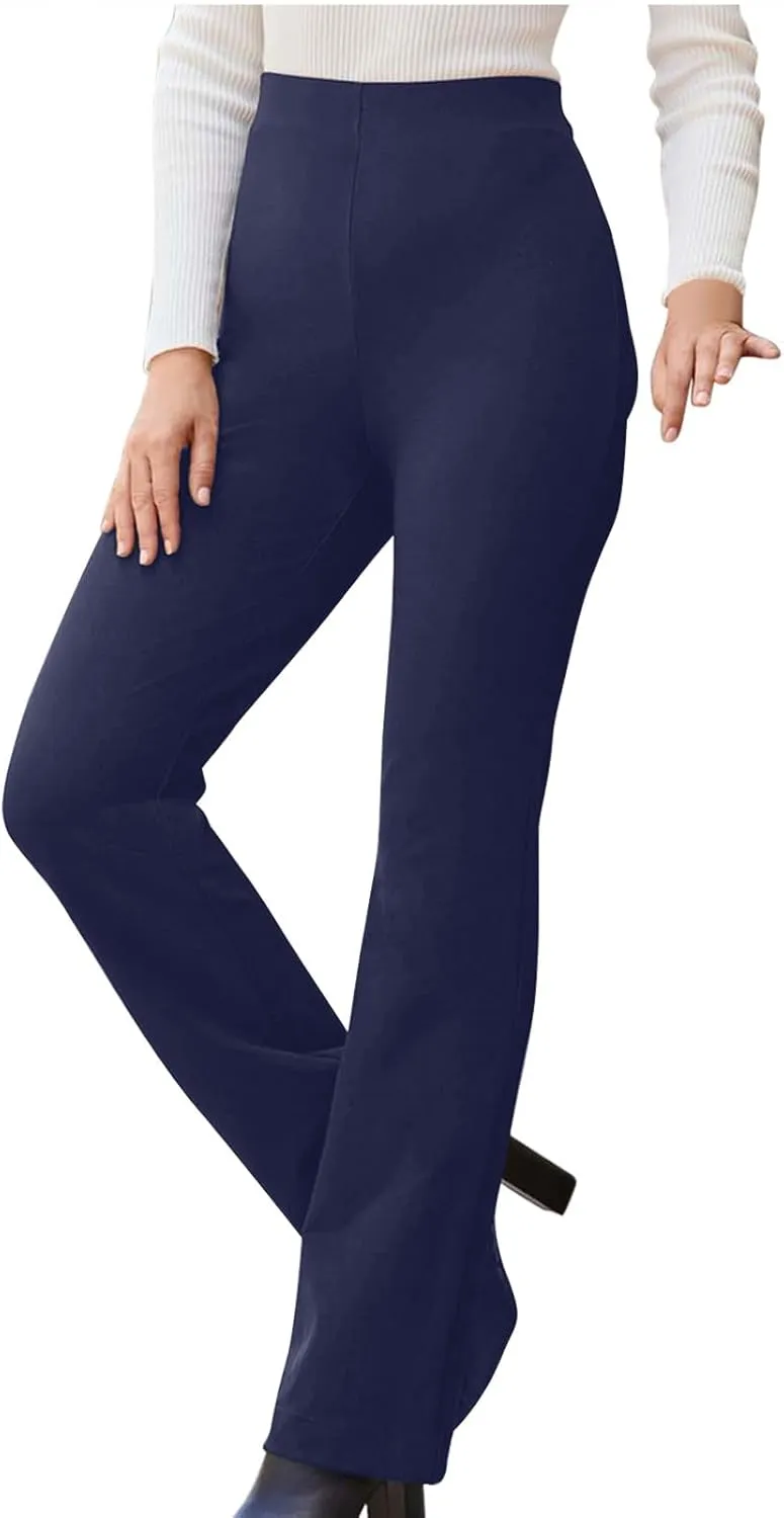 Women's Work Pants Dress Business Casual Pants with Pockets Pull On Office Dress Pants High Elastic Waist Trousers