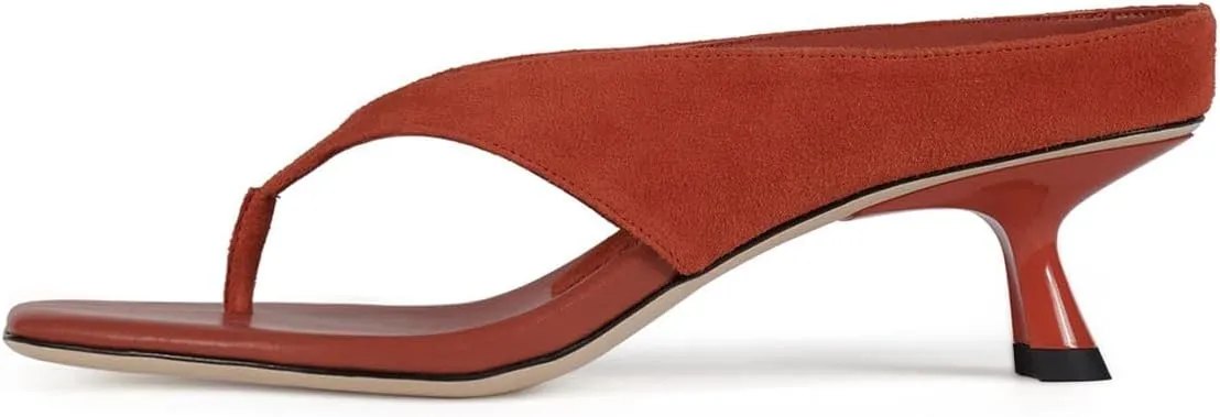 YDN Women's Casual Open Square Toe Flip Flops Low Kitten Heels Slip On Wide Thong Shoes for Party Daily Wear Size 4-16 US