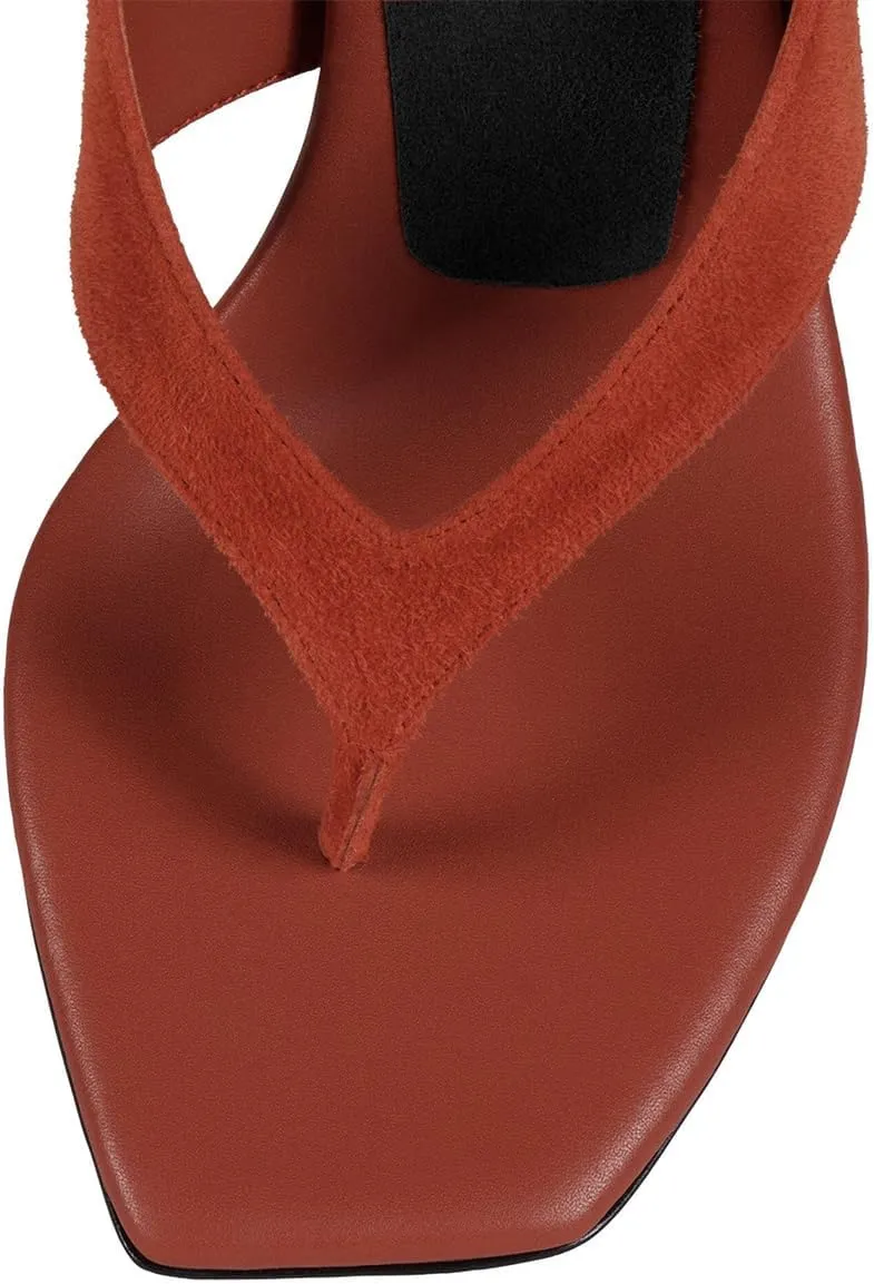 YDN Women's Casual Open Square Toe Flip Flops Low Kitten Heels Slip On Wide Thong Shoes for Party Daily Wear Size 4-16 US