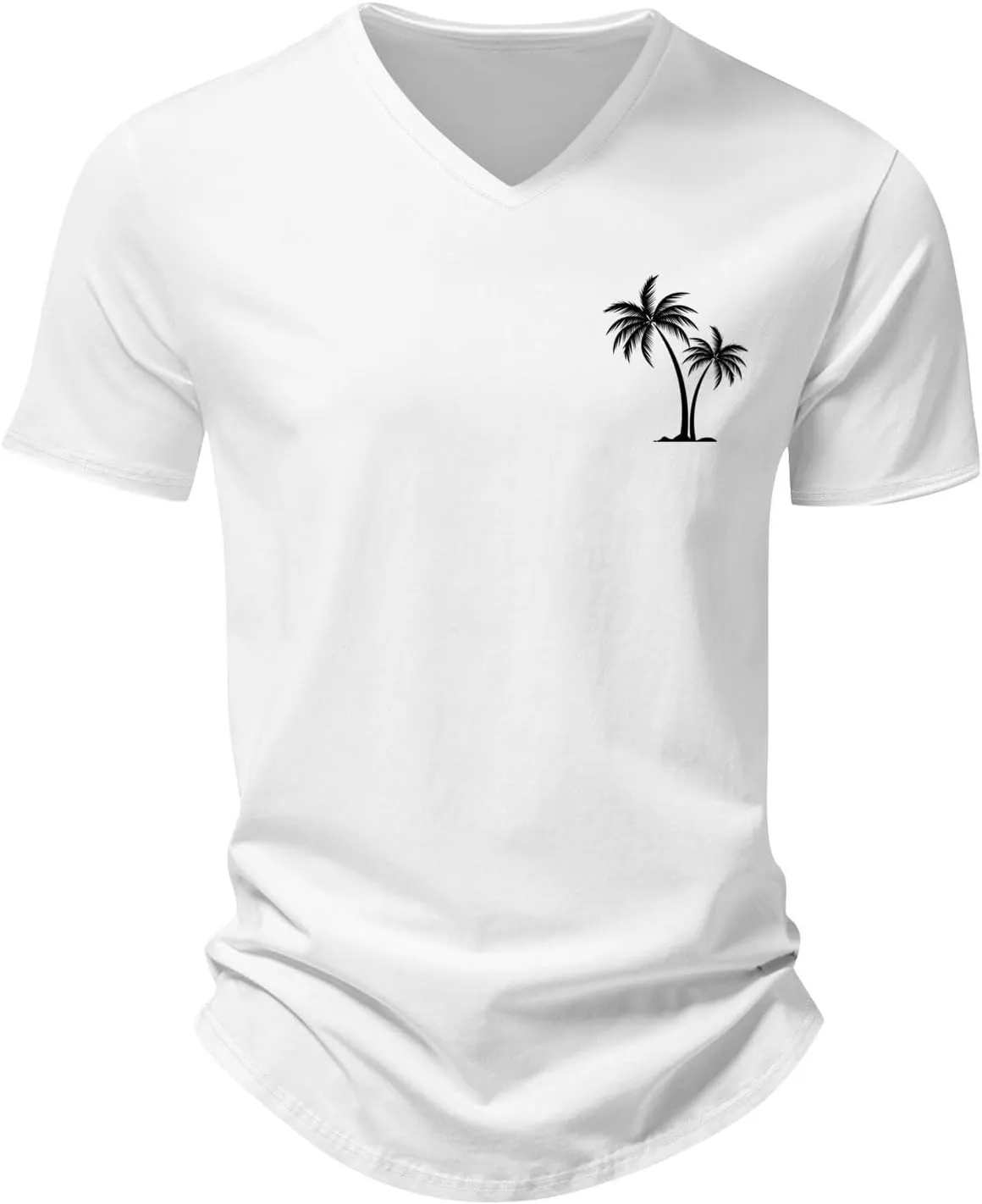 Ymosrh Men's Summer Beach Tee Shirts Short Sleeve Palm Tree T-Shirts Casual V Neck Tee Top Undershirts, S-3XL