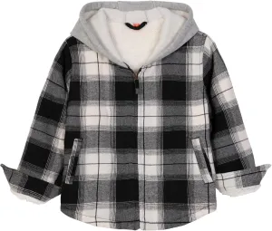 ZENTHACE Kids Toddler Boys Girls Warm Sherpa Lined Plaid Flannel Shirt Jacket,Full-Zip Hooded Sweatshirt